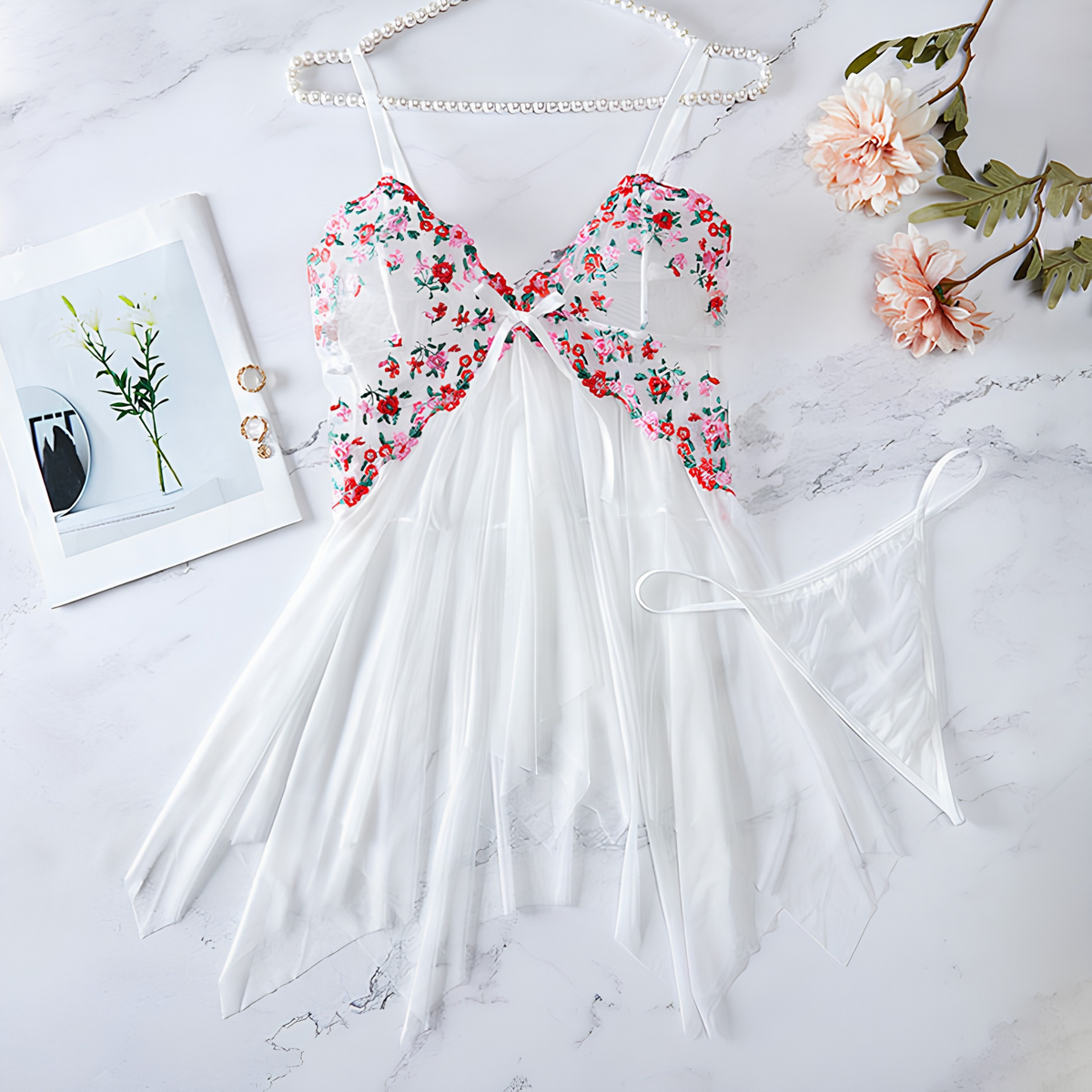 Floral Lace Babydoll Lingerie Set