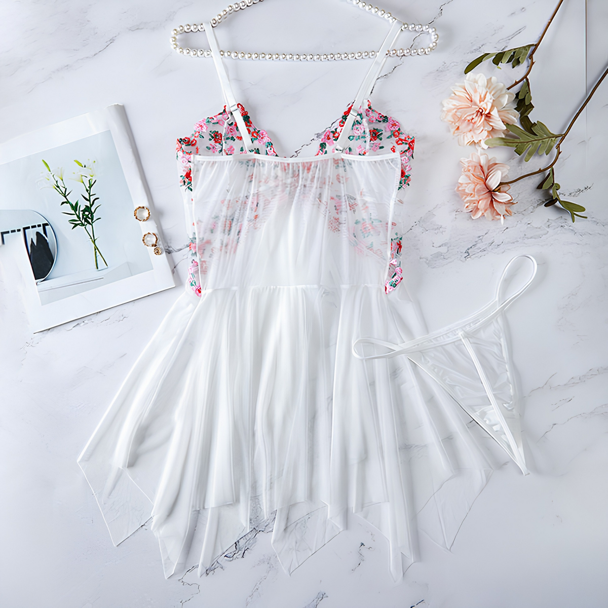 Floral Lace Babydoll Lingerie Set