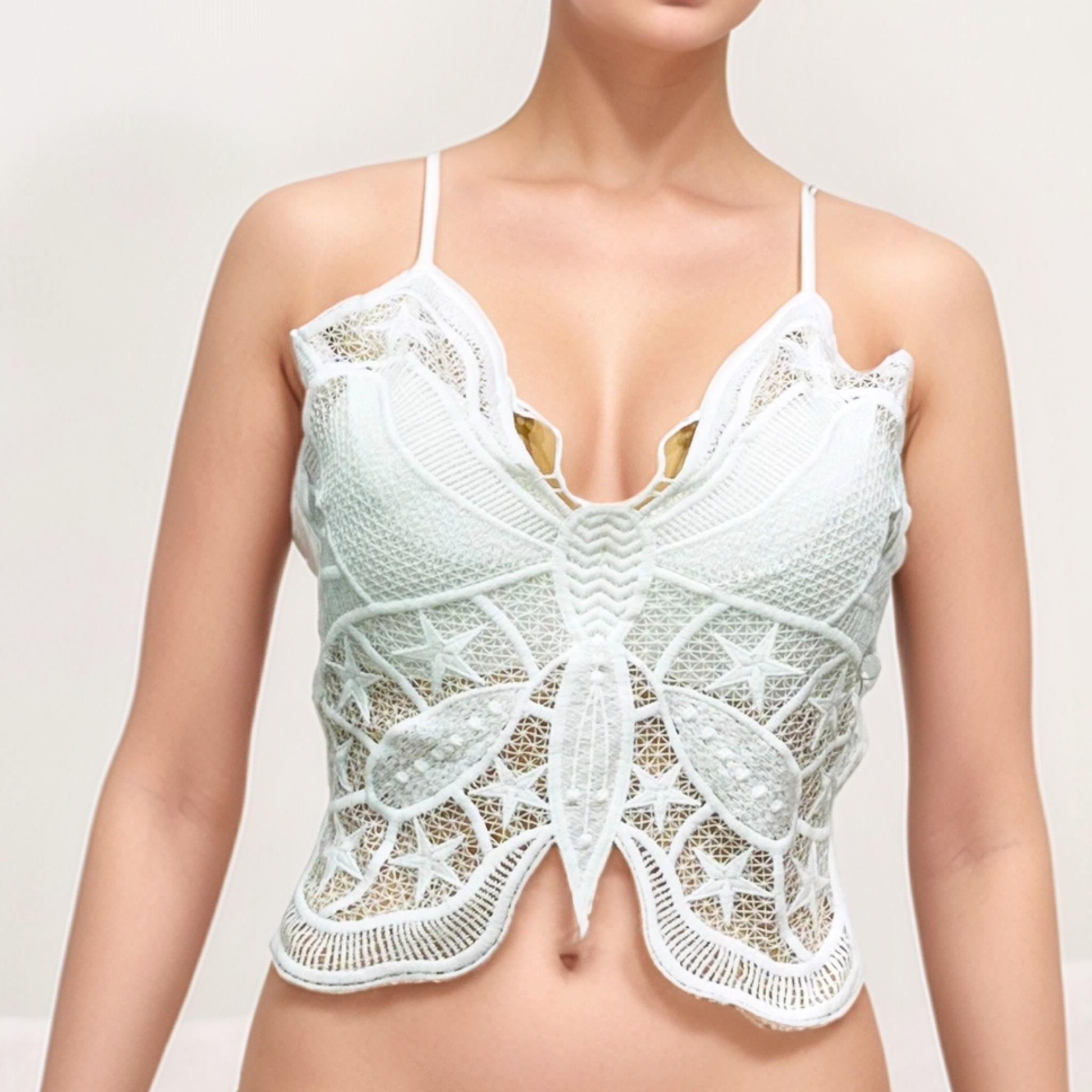 Sexy Cross Back Lace Crochet Embroidery Bra Tube Top for Women