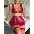 Wine Red Leather Lingerie Set 