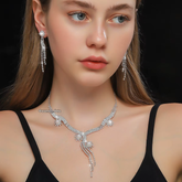 Women Crystal Drop Necklace Set  