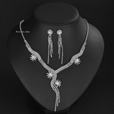 Women Crystal Drop Necklace Set  