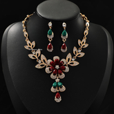 Women Floral Statement Necklace Set 