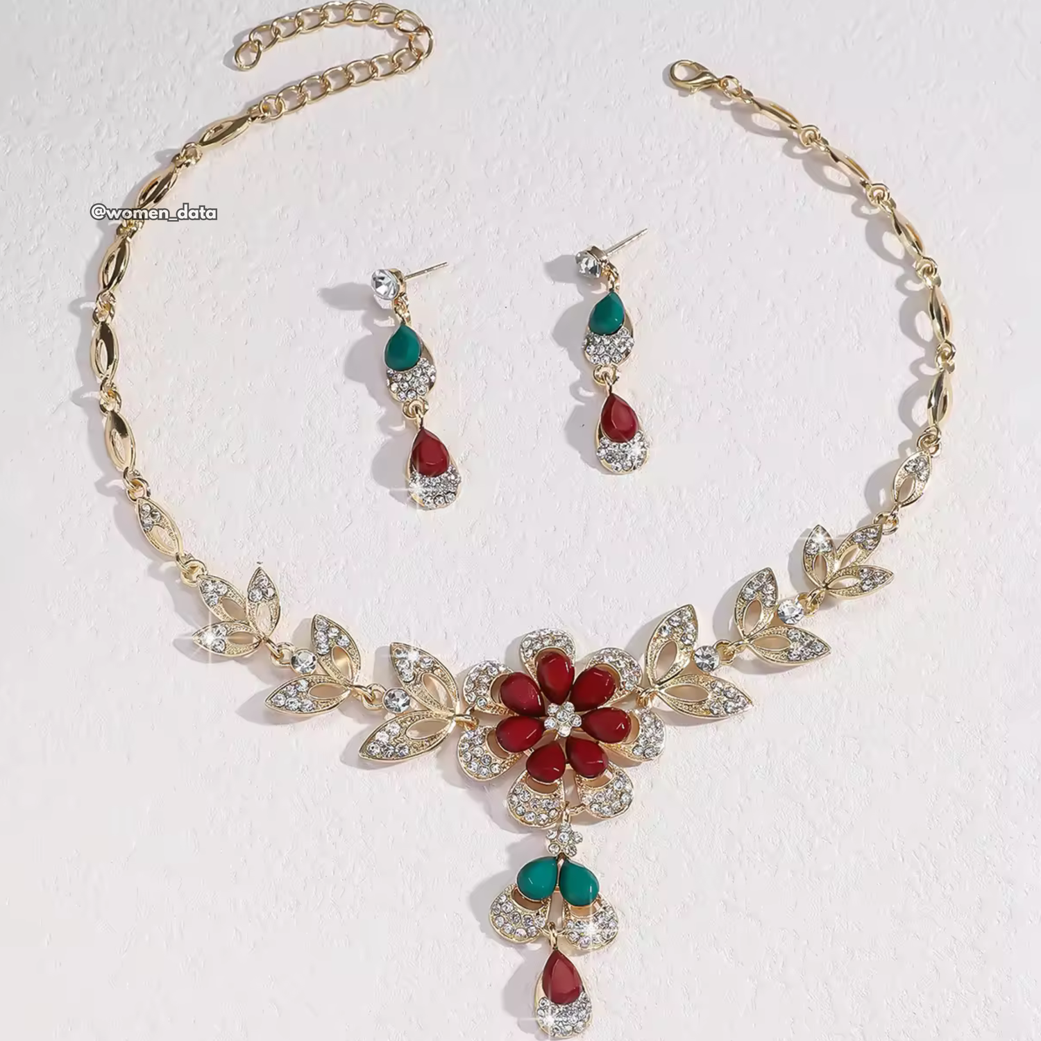 Women Floral Statement Necklace Set 