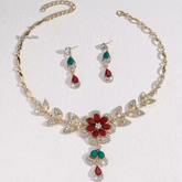 Women Floral Statement Necklace Set 