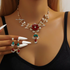 Women Floral Statement Necklace Set 