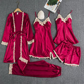 Women Satin Lace Nightwear Set – 5 Piece 