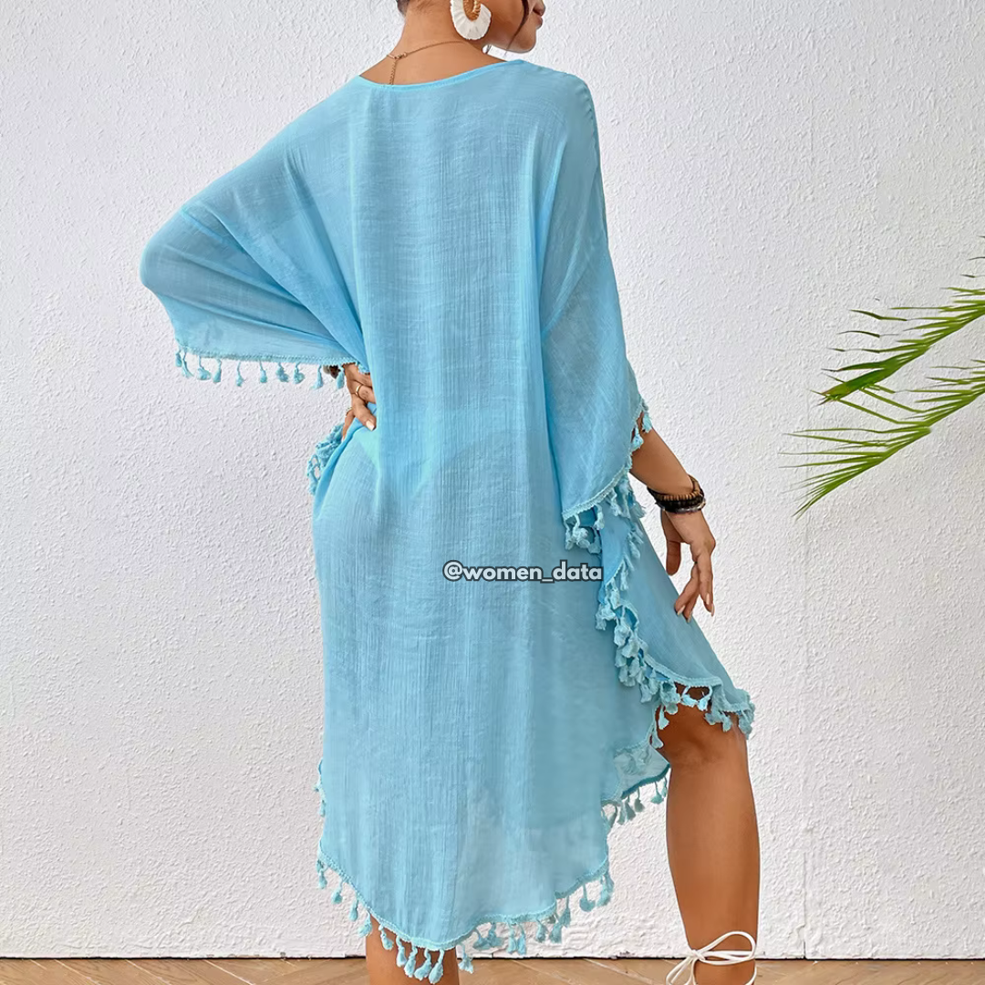 Women’s Crochet Neck Beach Kaftan Cover-Up 