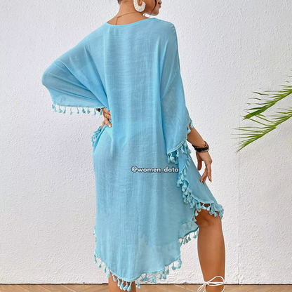 Women’s Crochet Neck Beach Kaftan Cover-Up 