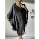 Women’s Crochet Neck Beach Kaftan Cover-Up 