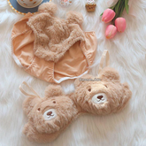Women’s Winter Bear Fur Bra Panty Set 