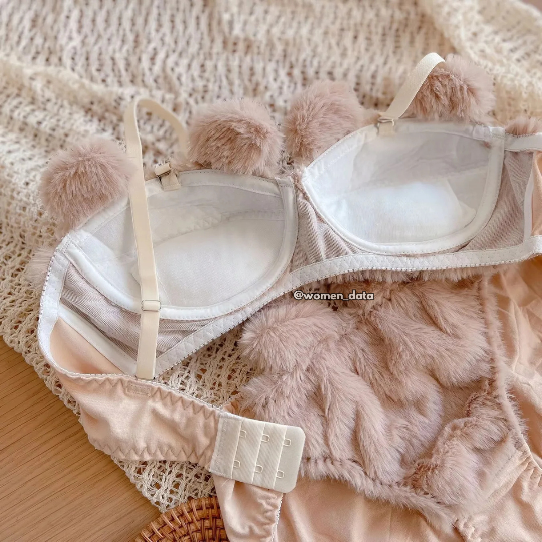 Women’s Winter Bear Fur Bra Panty Set 