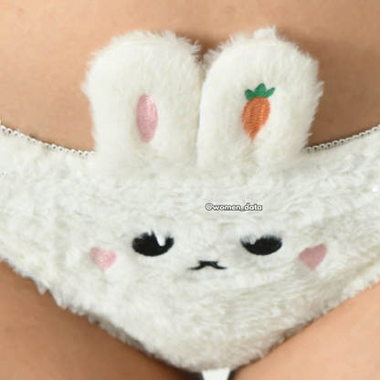 Women’s Winter Bunny Fur Bra Panty Set 