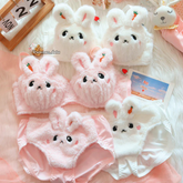 Women’s Winter Bunny Fur Bra Panty Set