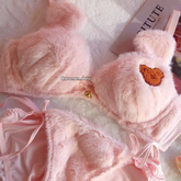 Women’s Winter Fluffy Bear Bra Panty Set 