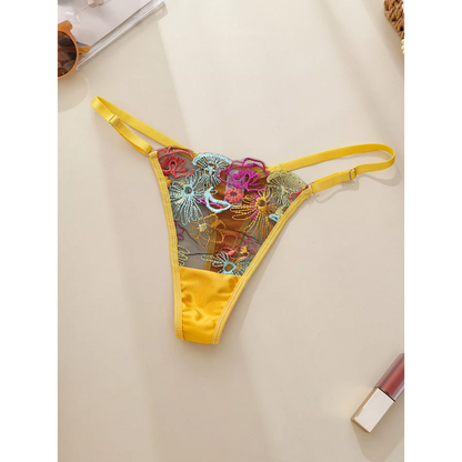 Floral Embroidered Lace Bra &amp; Thong Set