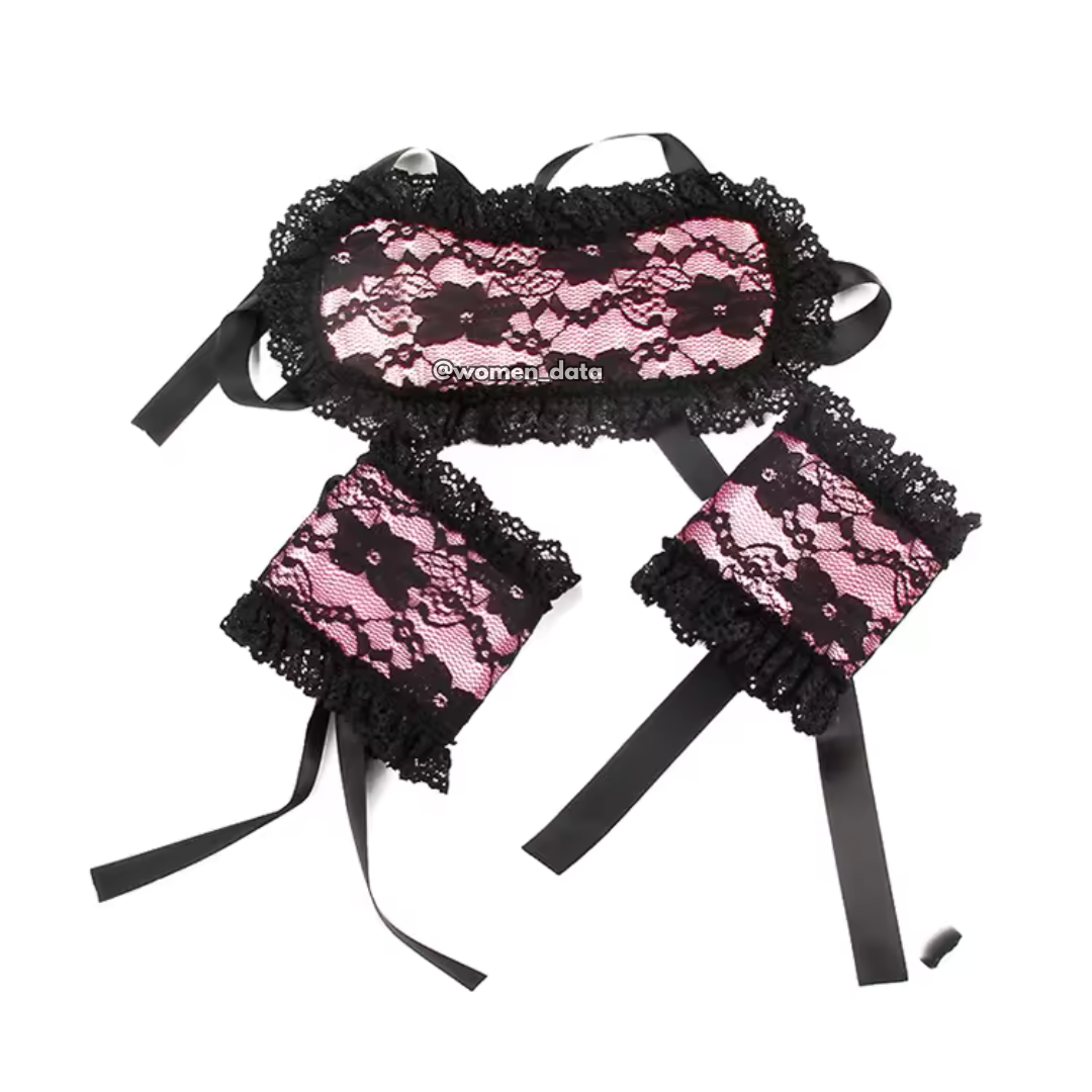 Lace Blindfold &amp; Wrist Cuff Restraint Set for Couples 