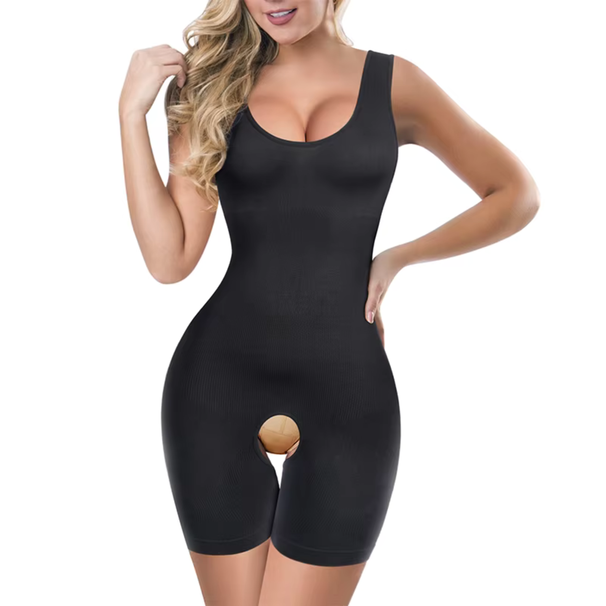 Full Body Shaper with Thigh Slimming &amp; Open Crotch Design