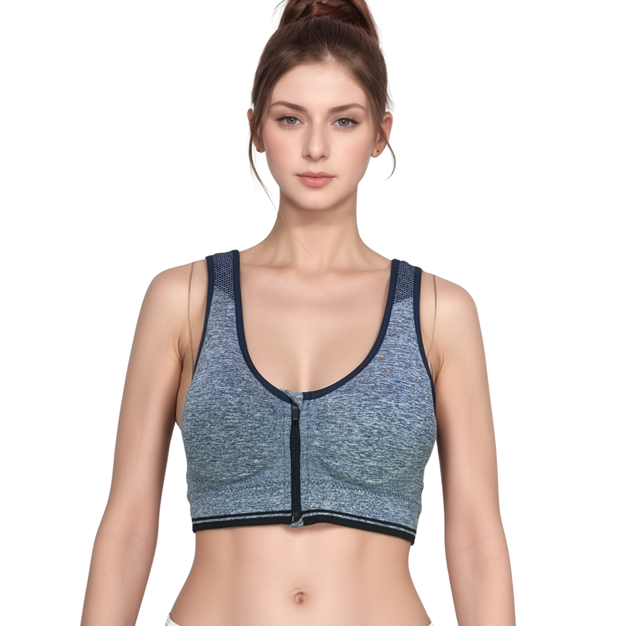 Front Zip Sports Wireless Bra | Cotton Lightly Padded Wire Free 