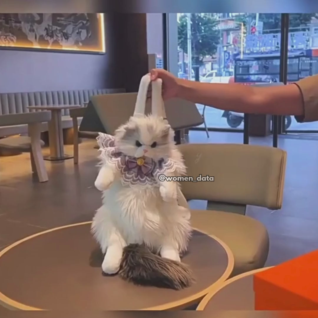 Kawaii Cat Plush Backpack with Accessories 