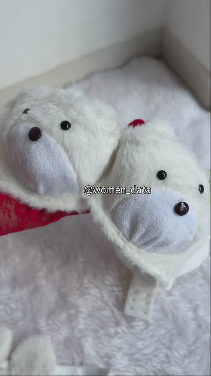 Ultra-Soft Plush Bear Innerwear-Winter Fluffy Teddy Bra Panty Set