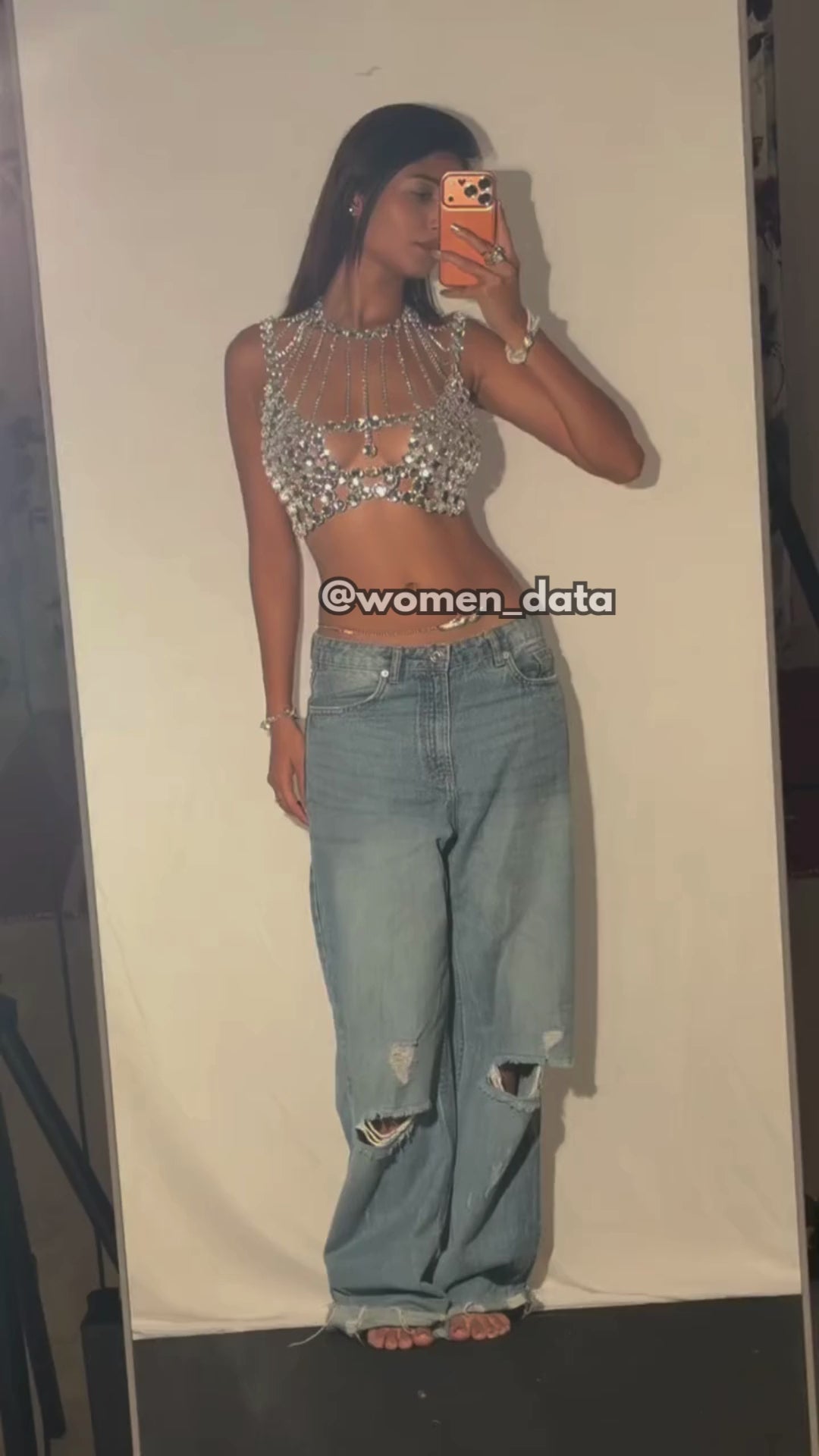 Silver chain and crystal top