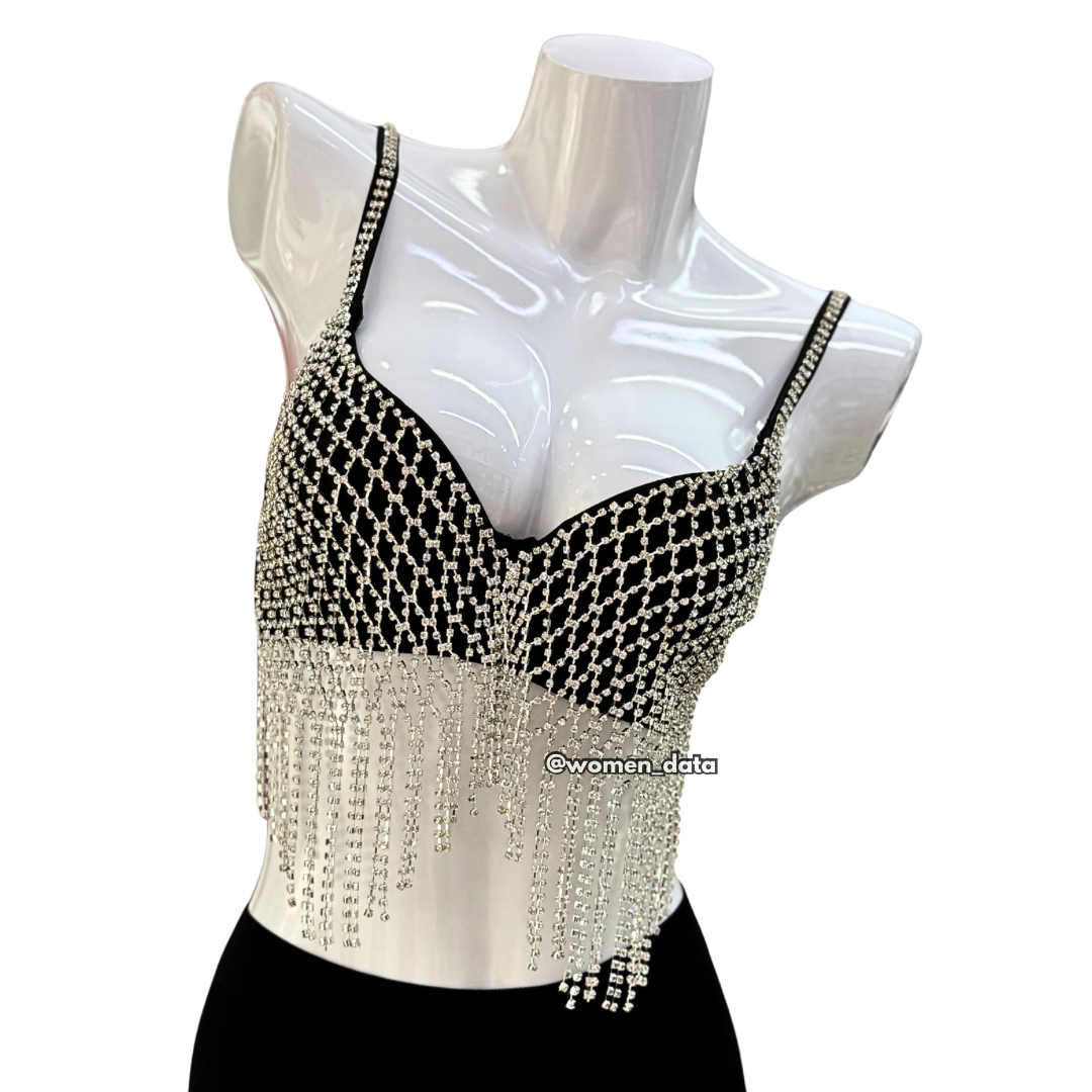 Sexy Cutout Net Drill Tassel Bra 