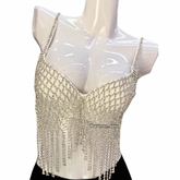 Sexy Cutout Net Drill Tassel Bra 