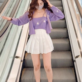 White Cotton Pleated Casual Skirt Female | Mini Skirts White